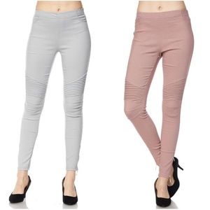 Stretchy Gray Moto Pant